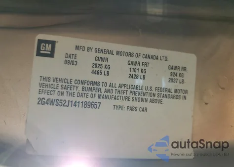 2004 Buick Century Custom из США, поврежденный, VIN 2G4WS52J141189657